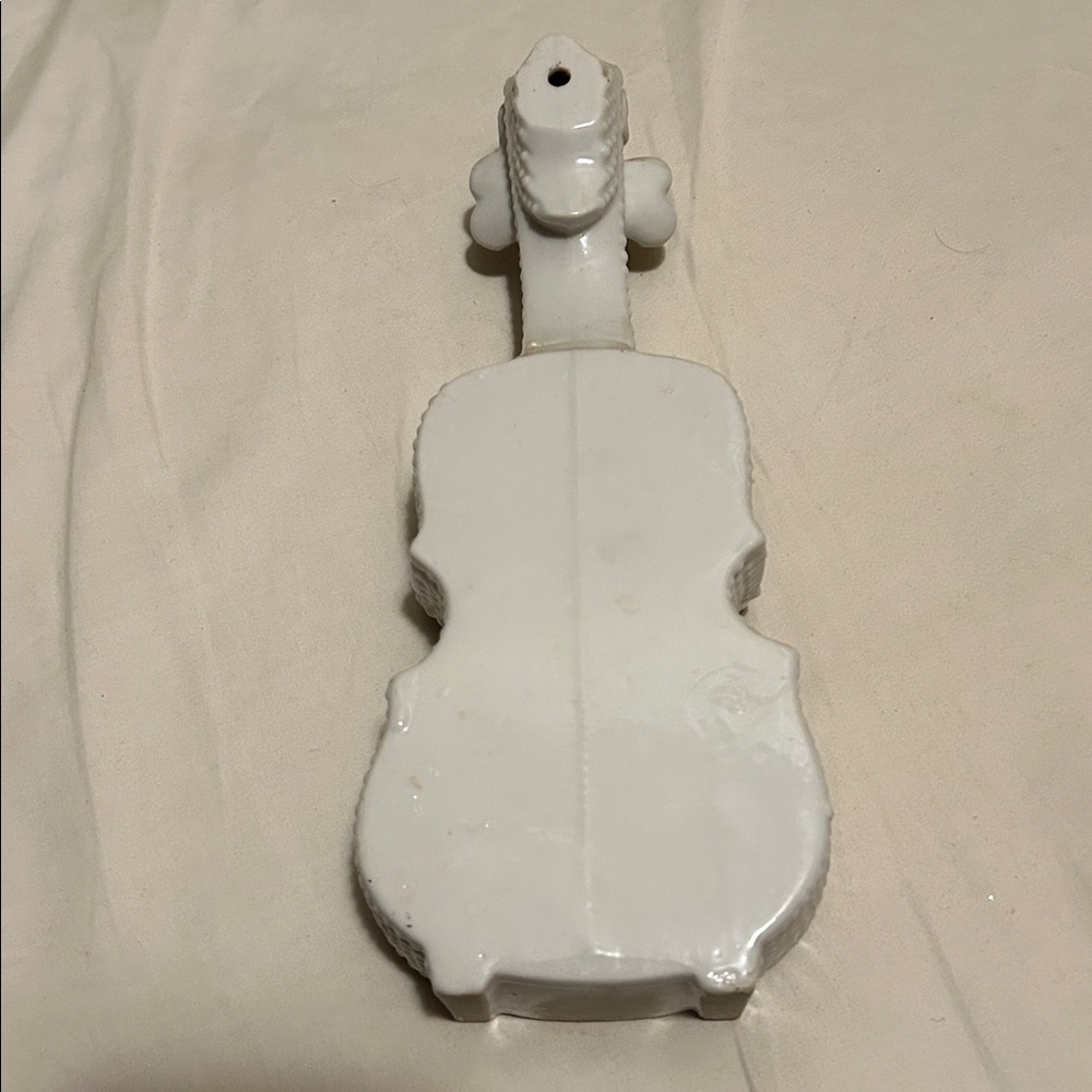 White Ceramic Violin with Pink Roses - Picture 2 of 5
